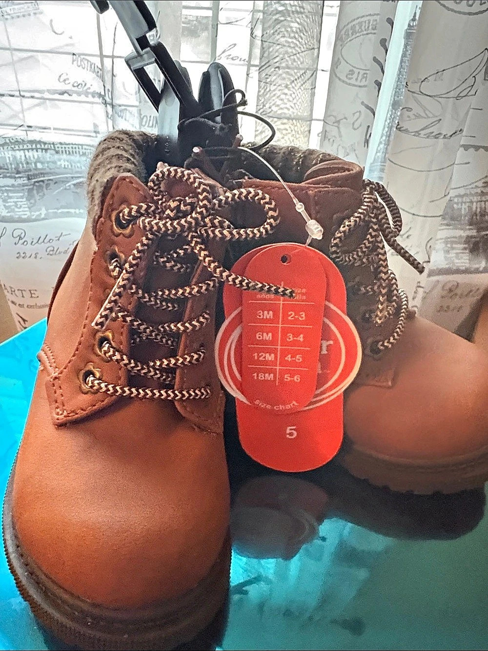 Wonder Nation Toddler Combat Boots Brown Girls Size 5